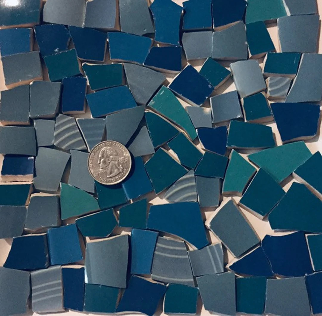 Mosaic Art and Craft Supply Recycled Broken China Tiles - Mixed Shades of Blue C727 | Etsy (US)