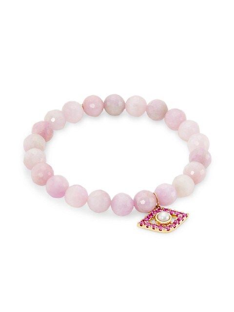Sydney Evan 14K Yellow Gold &amp; Multi-Stone Evil-Eye Charm Bracelet | Saks Fifth Avenue