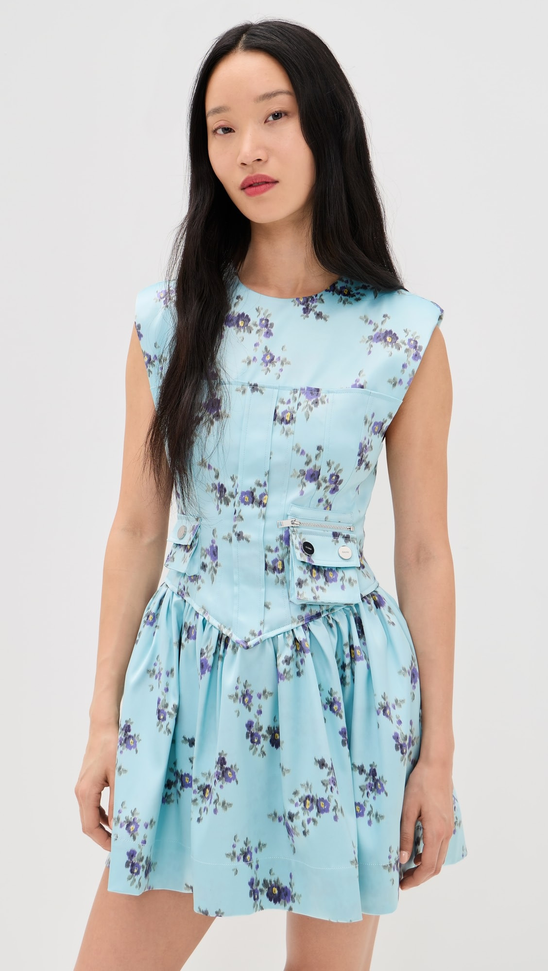 Printed Double Satin Corset Mini Dress | Shopbop