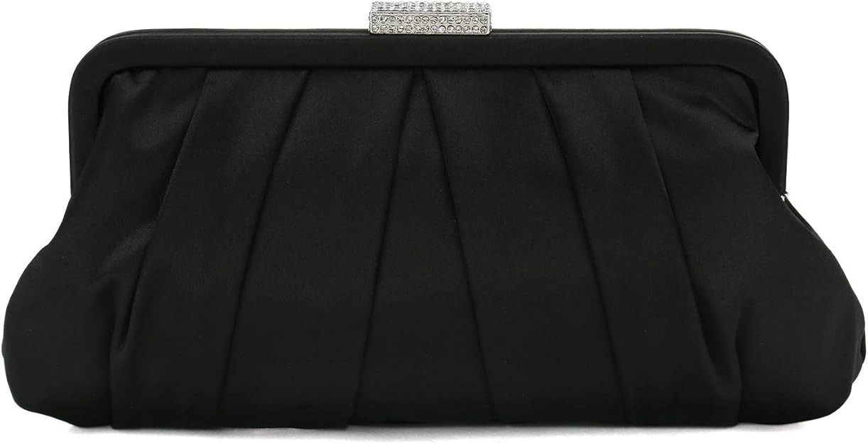 Charming Tailor Classic Pleated Satin Clutch Bag Diamante Embellished Formal Handbag for Wedding/... | Amazon (US)