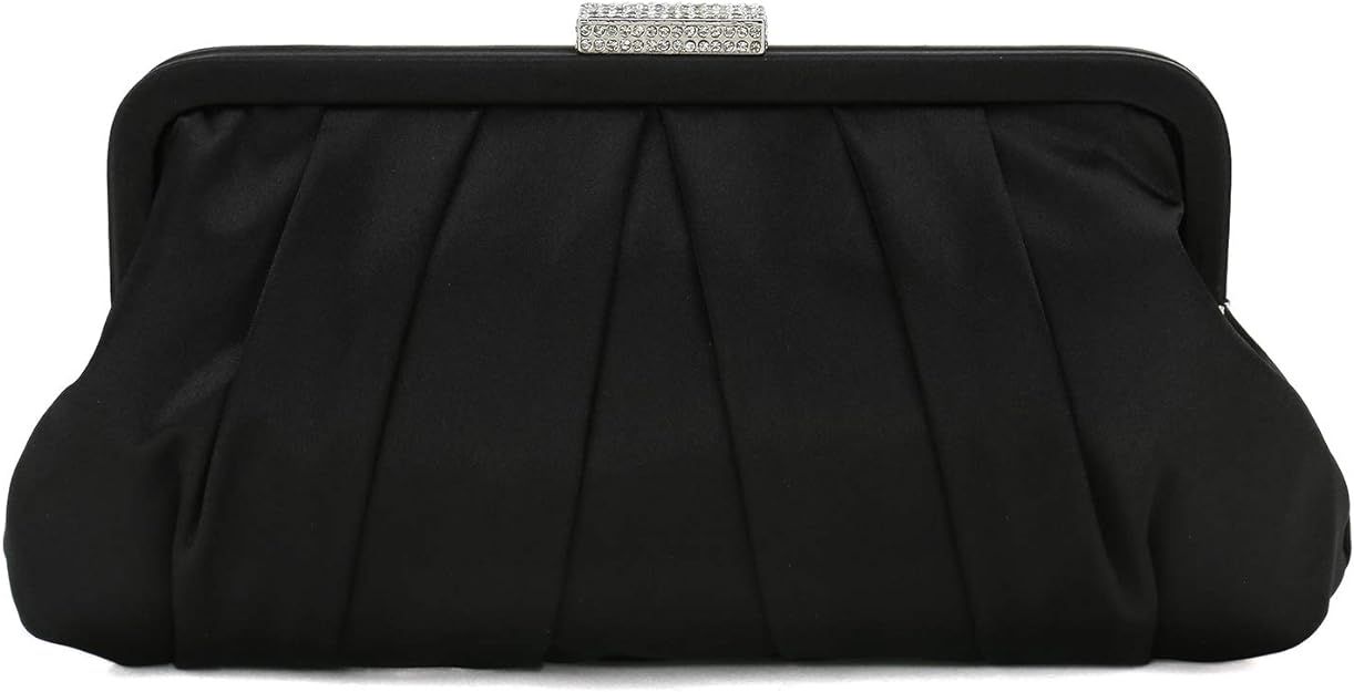 Charming Tailor Classic Pleated Satin Clutch Bag Diamante Embellished Formal Handbag for Wedding/... | Amazon (US)
