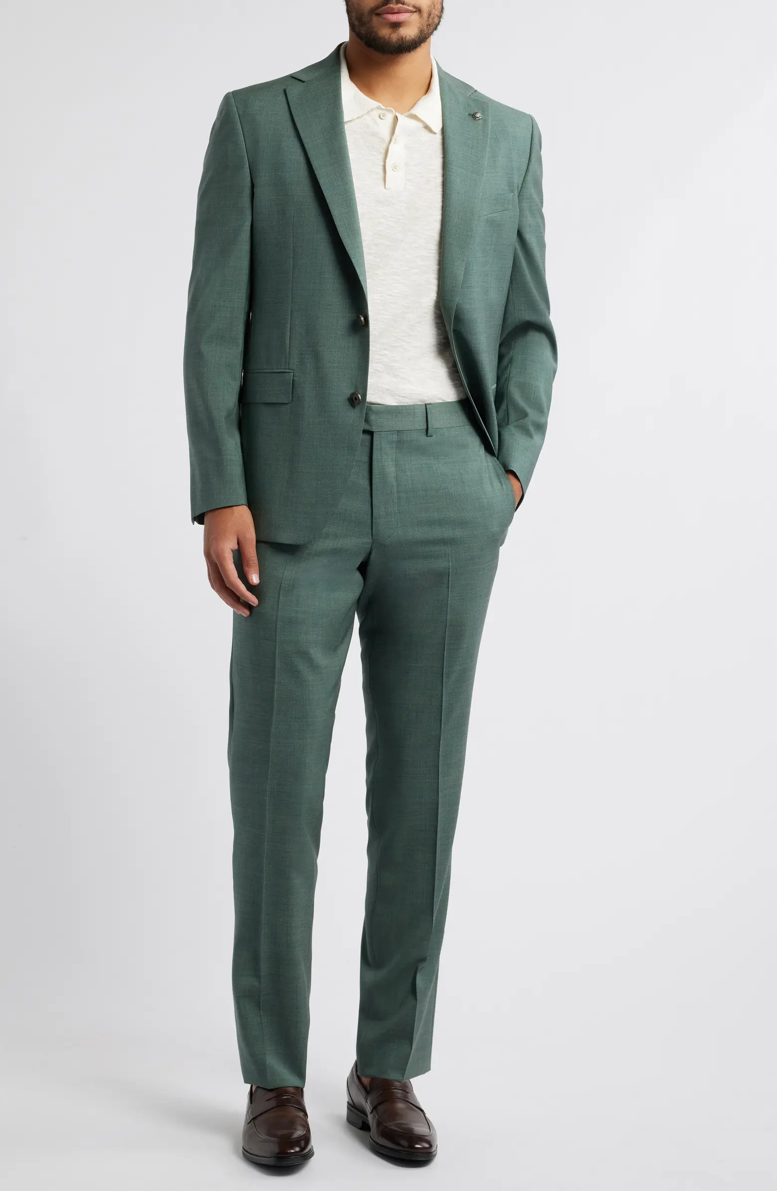 Esprit Solid Green Wool Twill Suit | Nordstrom