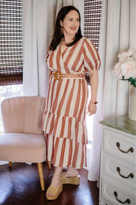 Something about this dress just works for me. The bold stripes. The terra cotta color. The puff sleeve and ruffled skirt. It’s a summer win!

#LTKSeasonal #LTKunder50 #LTKcurves