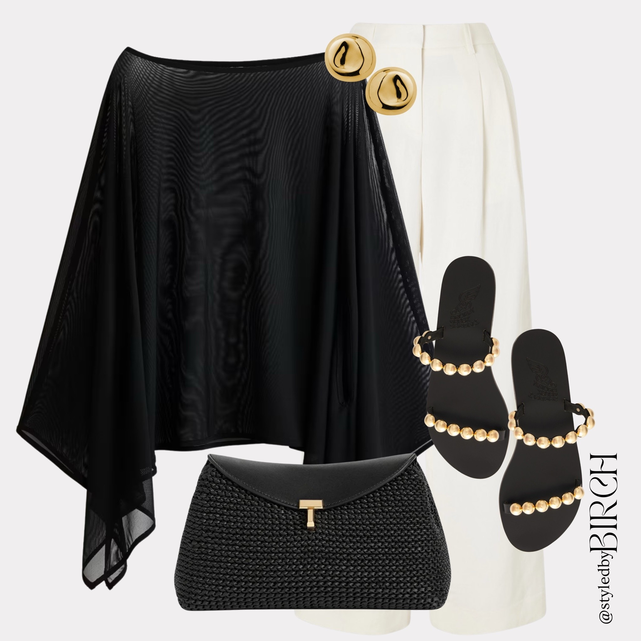 Elevated office look or the perfect summer evening outfit… this one does both without even trying ✨

Whatever your plans are this summer this outfit is ready.

#ootd #outfitinspo #officestyle #summerevenings #chicstyle

Tags 🏷️
Black sheer draped asymmetric top, white wide leg tailored trousers, black woven clutch bag, black gold studded flat sandals, gold dome earrings

#LTKsummer #LTKdatenight #LTKstyletip