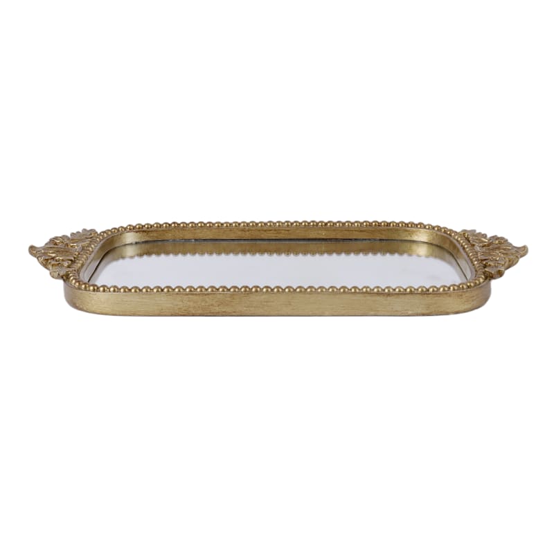 15X8In Ornate Gold Mirror Tray | At Home