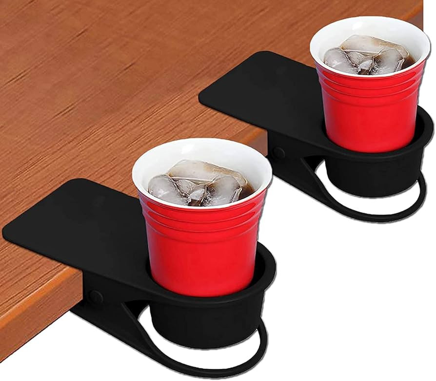 Kalolary 2 Pieces Drinking Cup Holder Clip, Desk Bottle Cup Stand DIY Glass Clamp Storage Saucer ... | Amazon (US)