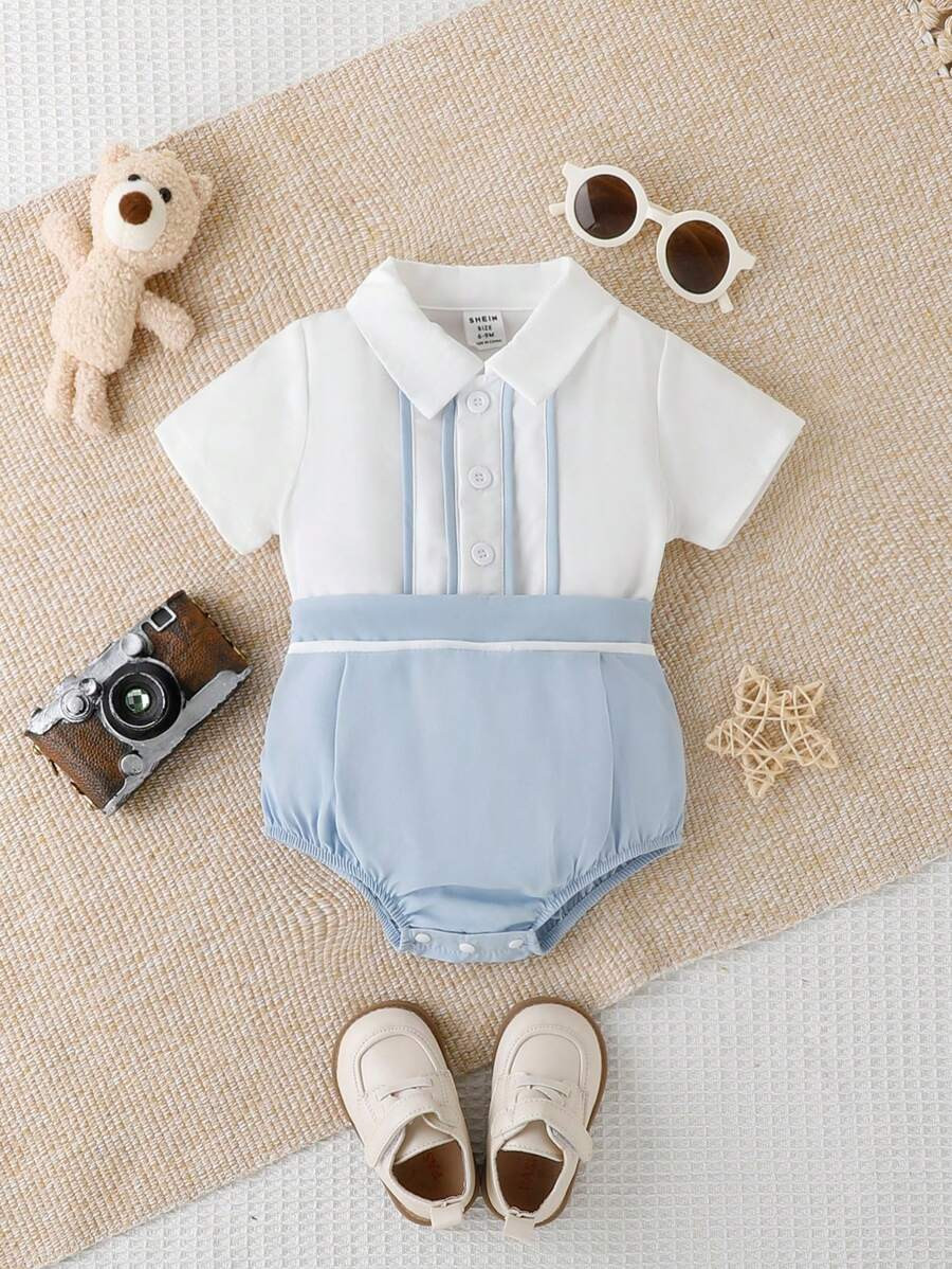 Souflis Baby Boy's Elegant Gentleman Romper, Summer | SHEIN