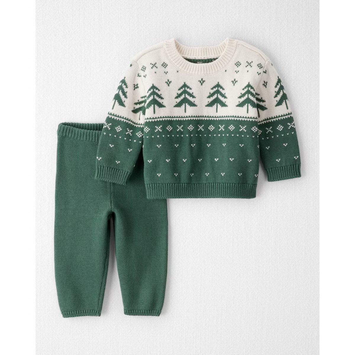 Little Planet By Carter's Organic Baby 2pc Tree Sweater Set - Green | Target