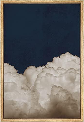 SIGNWIN Framed Canvas Print Wall Art Dark High Contrast White Storm Cloud Navy Blue Sky Nature Wi... | Amazon (US)