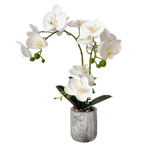 Wenhuidr White Fake Orchids Flowers in Pot Bendable Faux Orchids Artificial Flowers Washable Silk Orchid Phalaenopsis Decor for Home Wedding Table Centerpiece Bathroom Office | Amazon (US)
