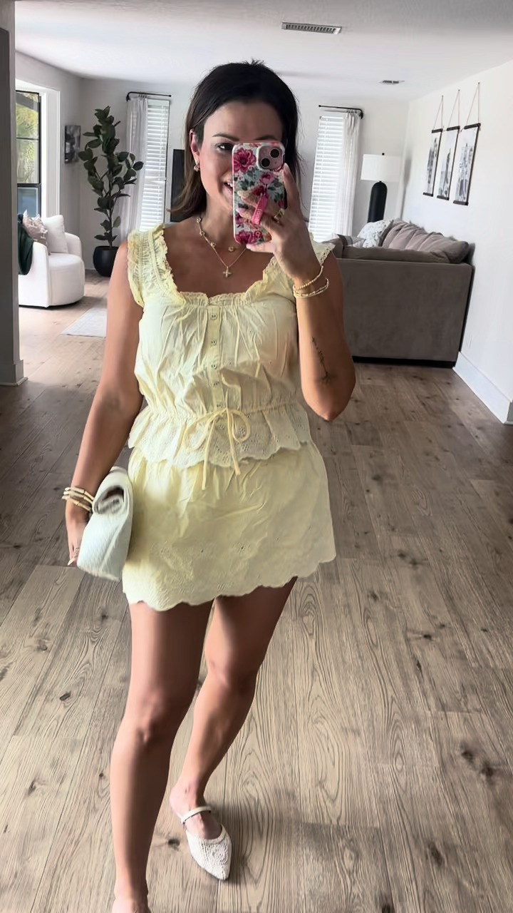 Getting ready to film a @Target haul and had to give you guys a sneak peak because look at how adorable this set is! The eyelet top and skort are sold separately, but both pieces together are $50! This looks like something you’d see at other retailers for a higher price point. Such a great deal and cute butter yellow outfit for spring and summer! This will sell out!

#LTKootd #LTKgrwm #LTKSeasonal