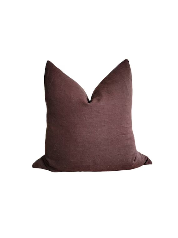 Solid 100% Linen Pillow Cover in Chocolate. - Etsy | Etsy (US)