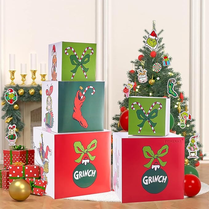 3 Pack Grinchs Christmas Box Decorations, Christmas Paper Boxes Christmas Stackable Boxes Xmas Ne... | Amazon (US)
