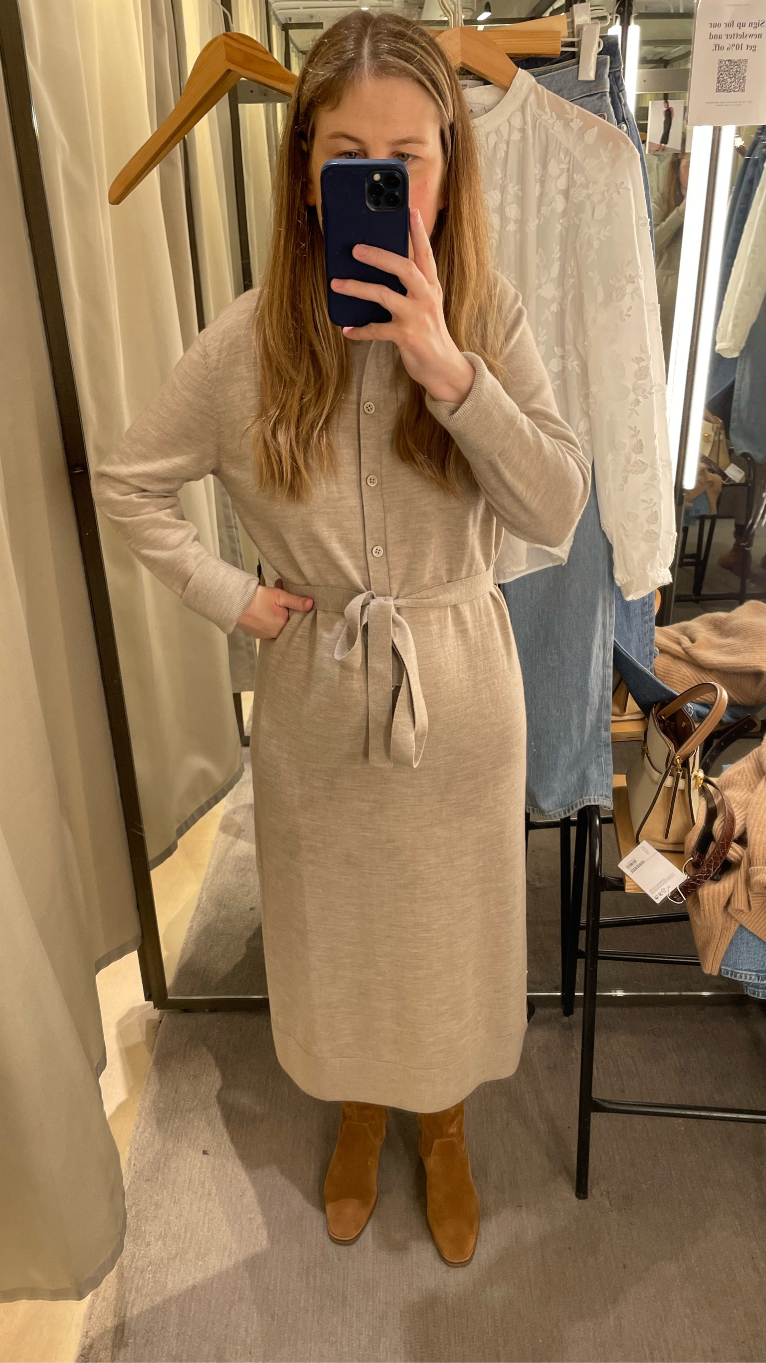 This sweater dress is so warm and absolutely adorable in person. I’m wearing size small. Runs TTS. Size up if you’re between sizes. 

#LTKstyletip #LTKSeasonal #LTKworkwear