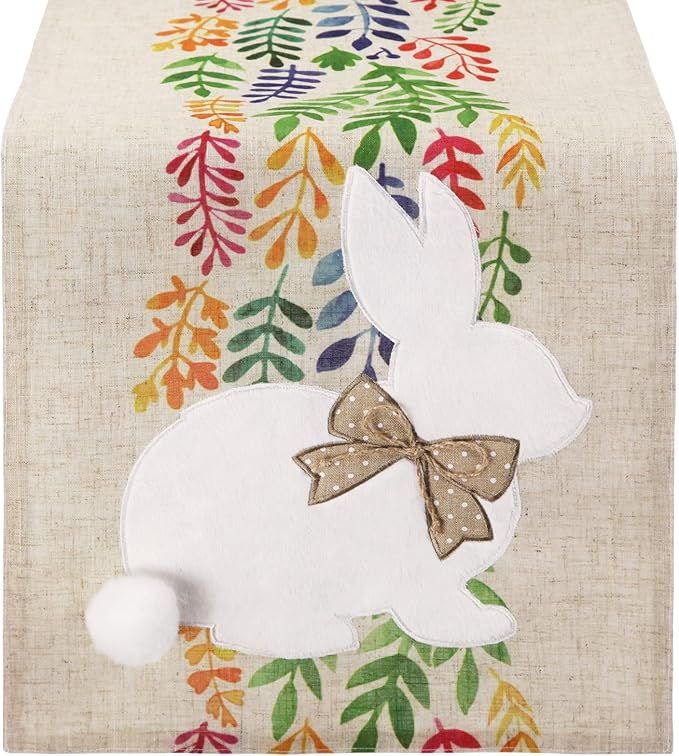 Feuille Easter Table Runner 72 inch - Bunny Table Runner with Removable Tail, Spring Table Runner... | Amazon (US)