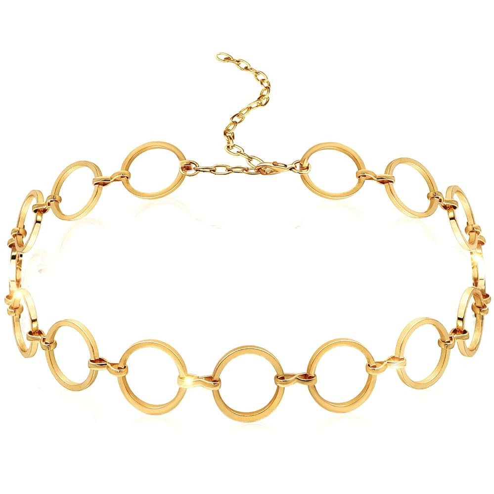 Suyi Choker Necklace - Simple Geometric Circle Choker Statement Clavicle Necklace for Women Neckl... | Amazon (US)