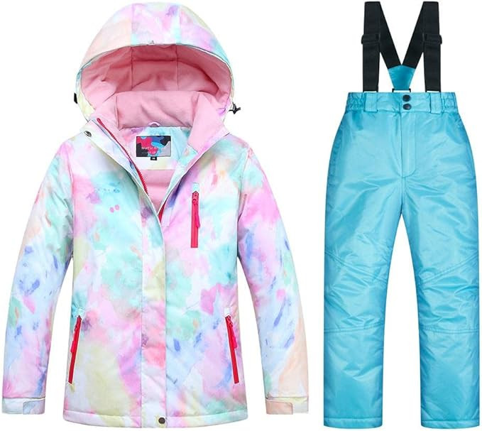 WOWULOVELY Girl's Winter Skisuit Thicken Warm Hooded Snowsuit Toddler Ski Jacket Pants Set | Amazon (US)