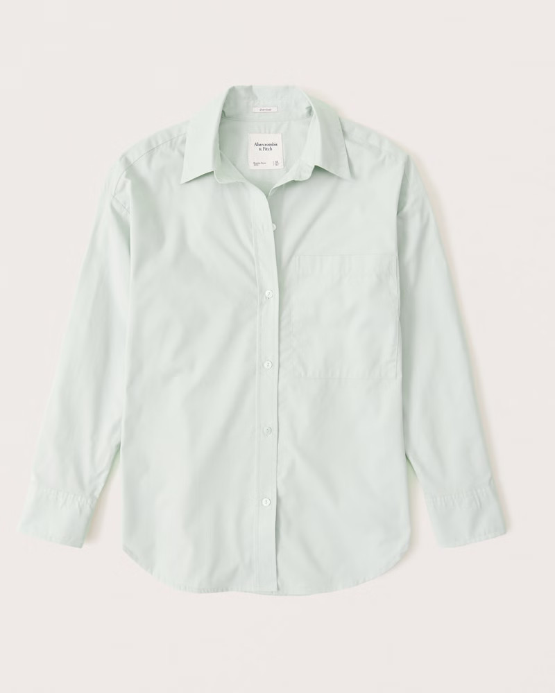 Oversized Poplin Button-Up Shirt | Abercrombie & Fitch (US)