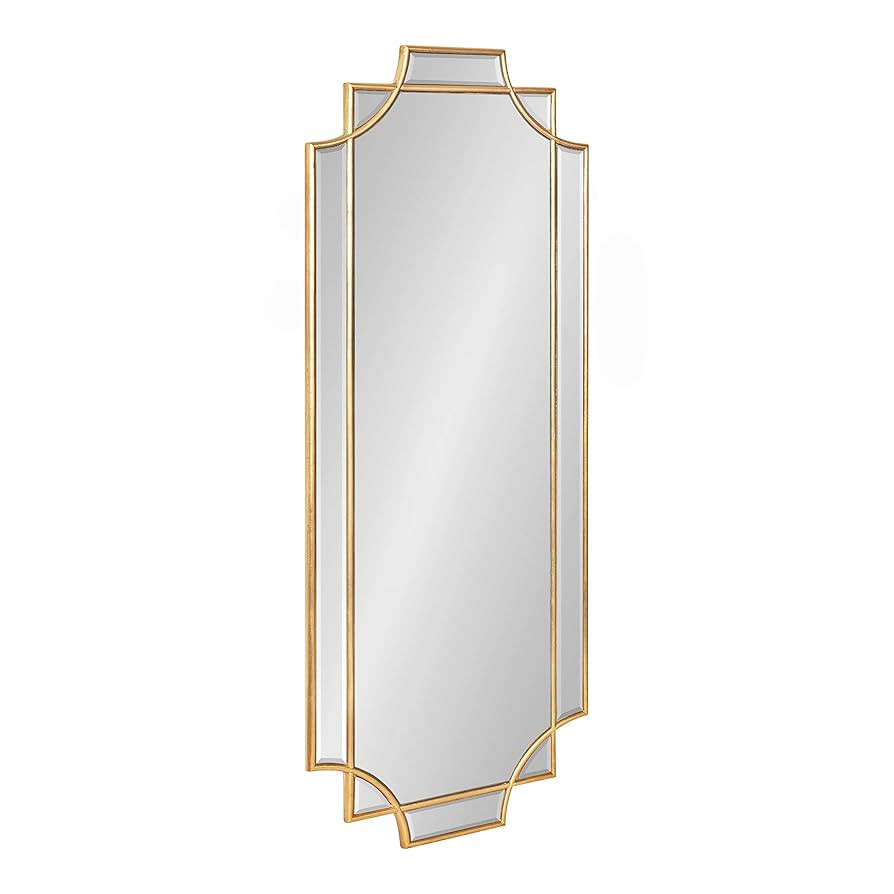 Kate and Laurel Minuette Glam Wall Mirror, 16 x 42, Gold, Elegant Traditional Home Decor with A B... | Amazon (US)