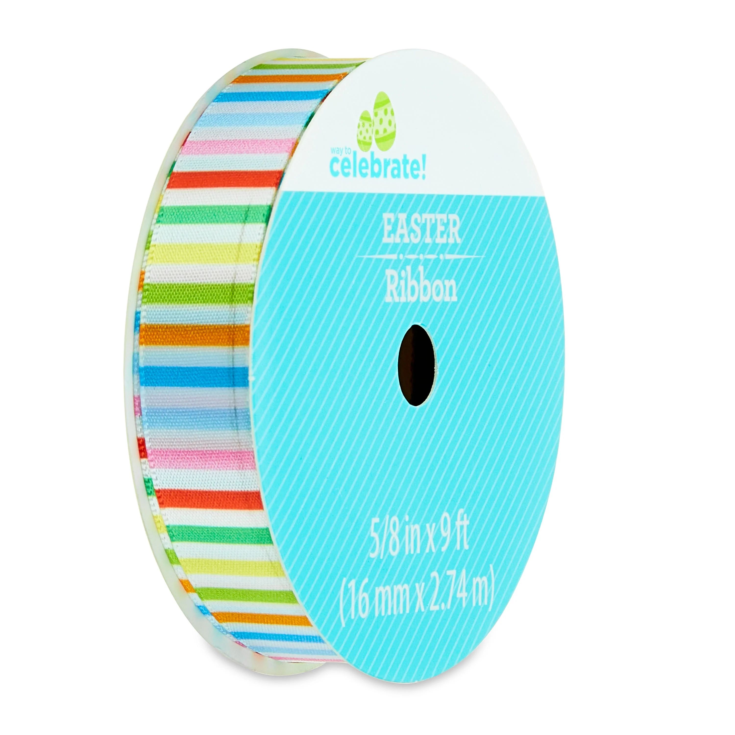 Easter Multicolor Narrow Satin Decorative Ribbon, 5/8" x 9', by Way To Celebrate | Walmart (US)