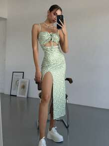 SHEIN EZwear FLORAL PRINT MIDI DRESS | SHEIN