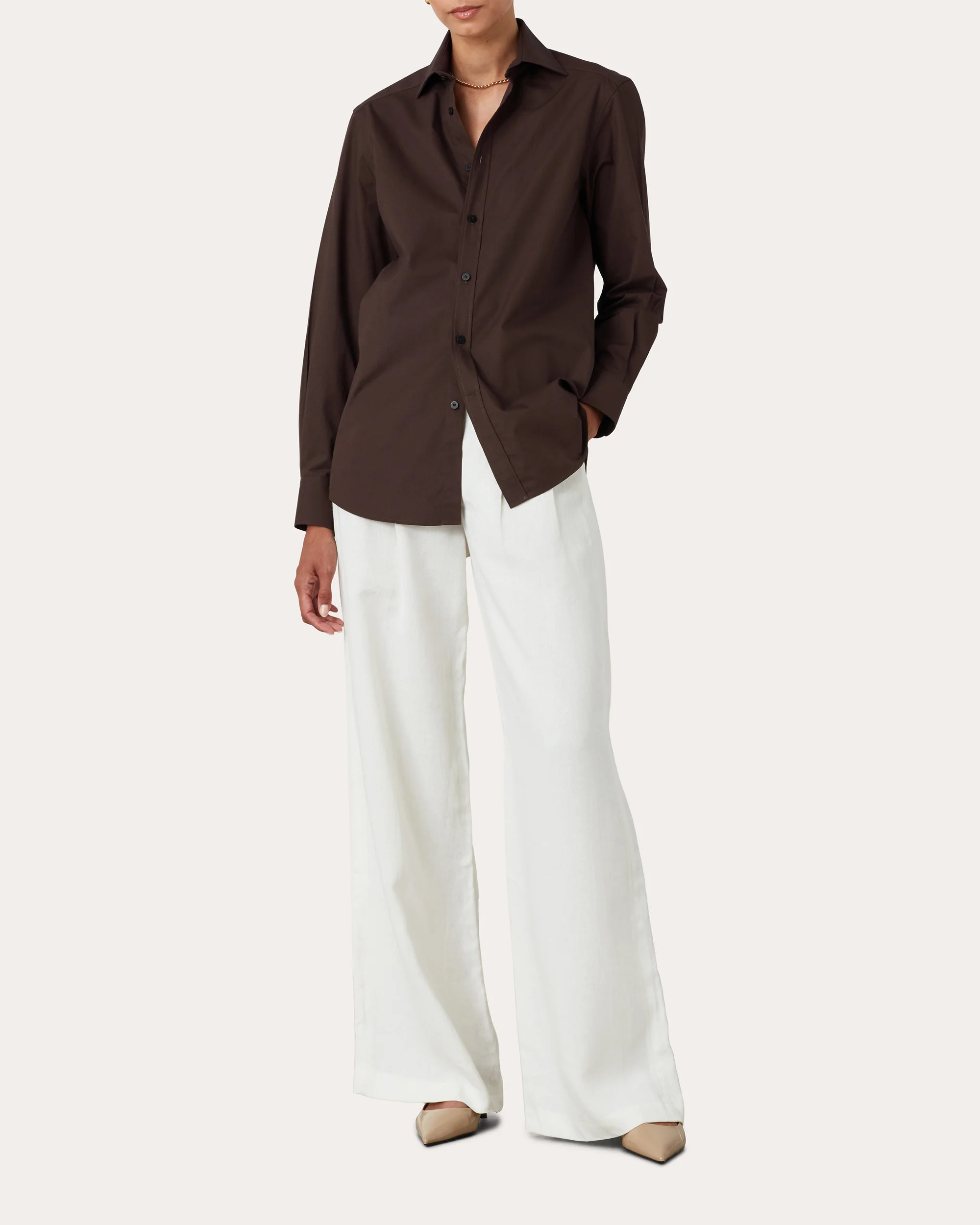 The Boyfriend Fine Poplin Button-Up | Olivela