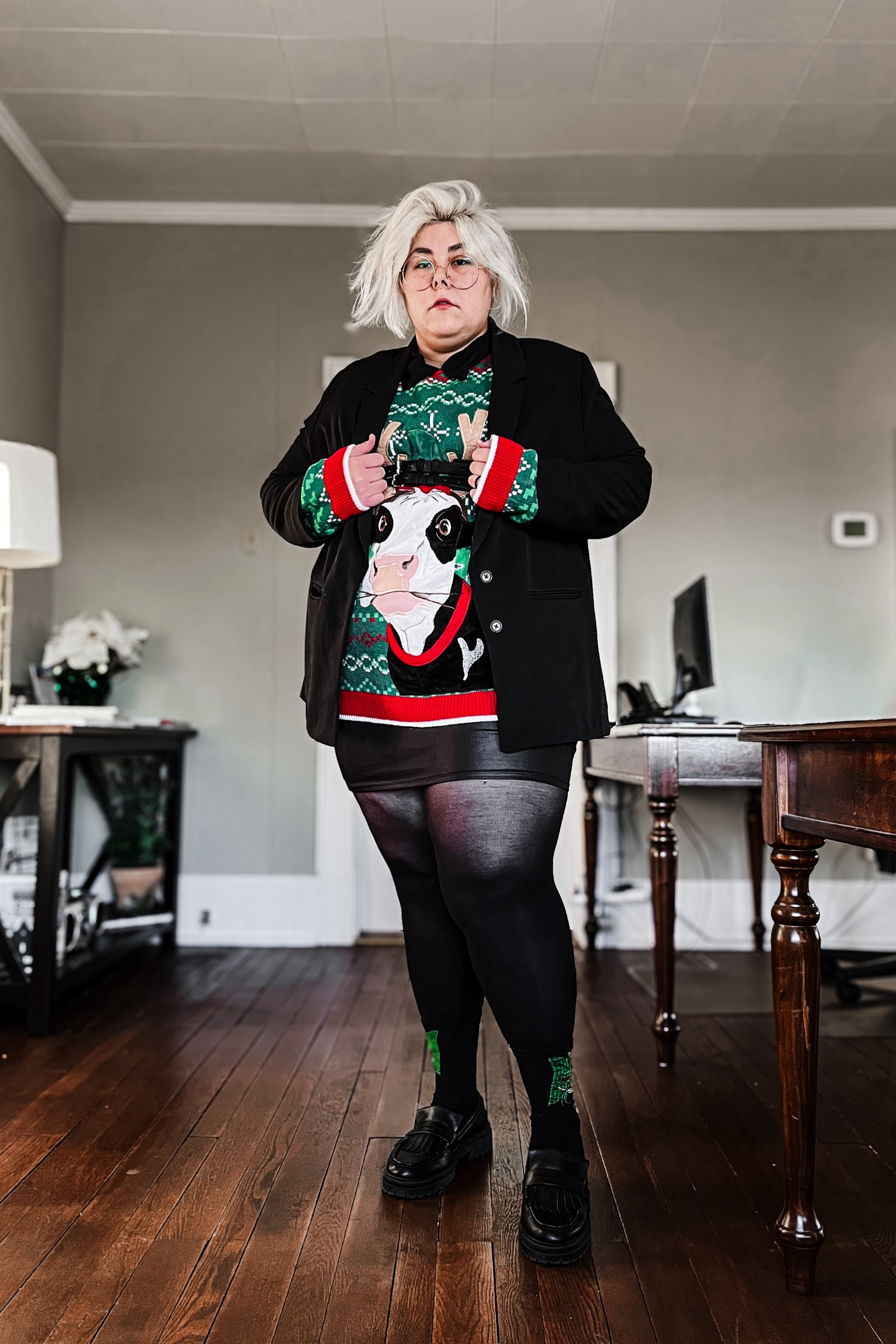 Shirt: Shein
Sweater: Walmart 
Blazer: Old Navy
Skirt: BooHoo
Tights: Snag Tights
Shoes: ASOS

#LTKplussize #LTKHoliday #LTKstyletip