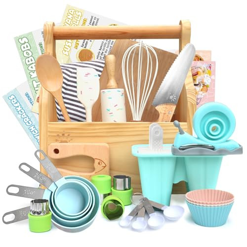 Kibbidea 21pcs Kids Cooking and Baking Sets Real with Toddler Cooking Utensils, Food Grade Kids Knife Set for Real Cooking with Cookbook, Peeler, BPA Free Kitchen Set Gifts for Girls Boys | Amazon (US)