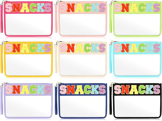 9PCS Clear Chenille Letter Bag Multi-purpose Stuff Snack Pouch Bag PVC Preppy Makeup Stuff Bag wi... | Amazon (US)