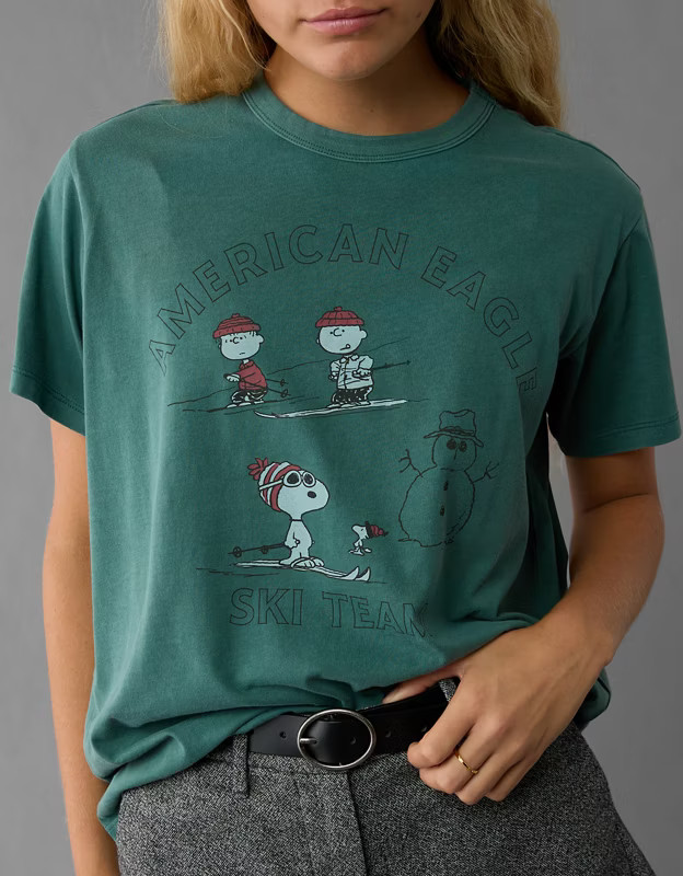 AE Peanuts Holiday Graphic T-Shirt | American Eagle Outfitters (US & CA)