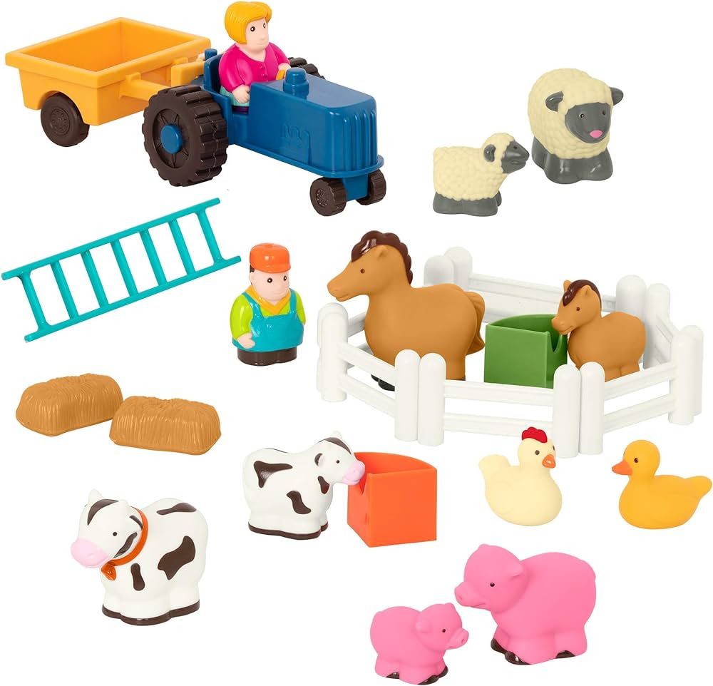 Battat Farm Animal Play Set - 25 Toy Farm Animals, Fences, Farmers, Tractor, Trailer & More for T... | Amazon (US)