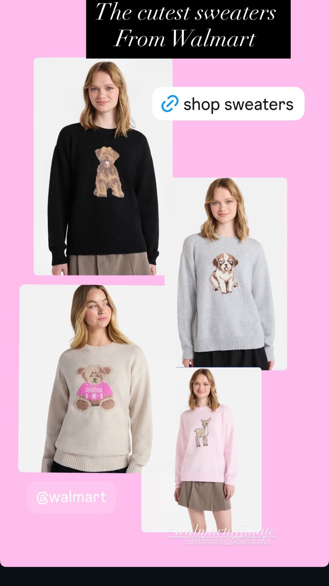 Cutest sweaters - of course I love the dog ones 

Walmart no boundary 

#LTKSeasonal #LTKOver40 #LTKmomlife
