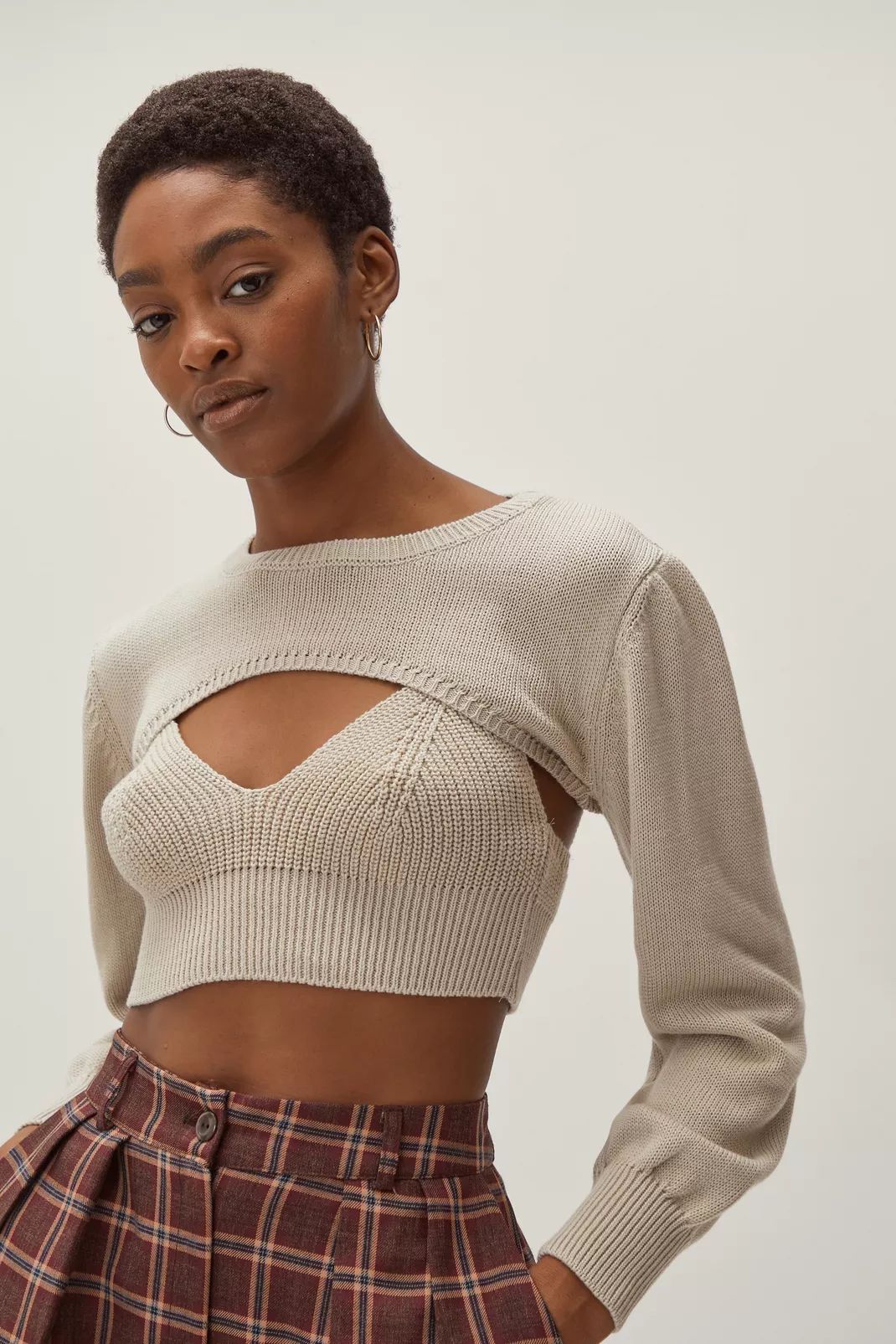 Longline Bralette and Super Cropped Sweater Set | Nasty Gal (US)