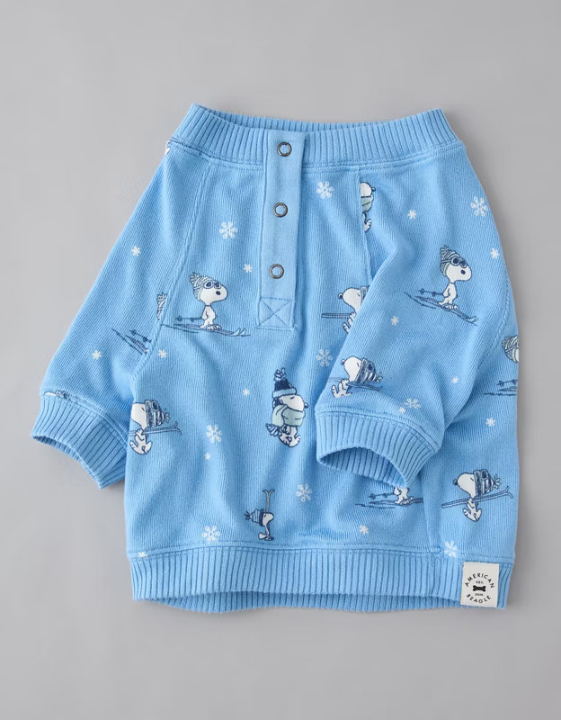 ABO Snoopy Skier Print Plush PJ Top | American Eagle Outfitters (US & CA)