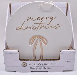My Texas House Round White Merry Christmas Sign, 10 in - Walmart.com | Walmart (US)