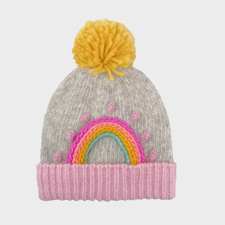 Toddler Girls' Rainbow Beanies - Cat & Jack™  Light Gray | Target