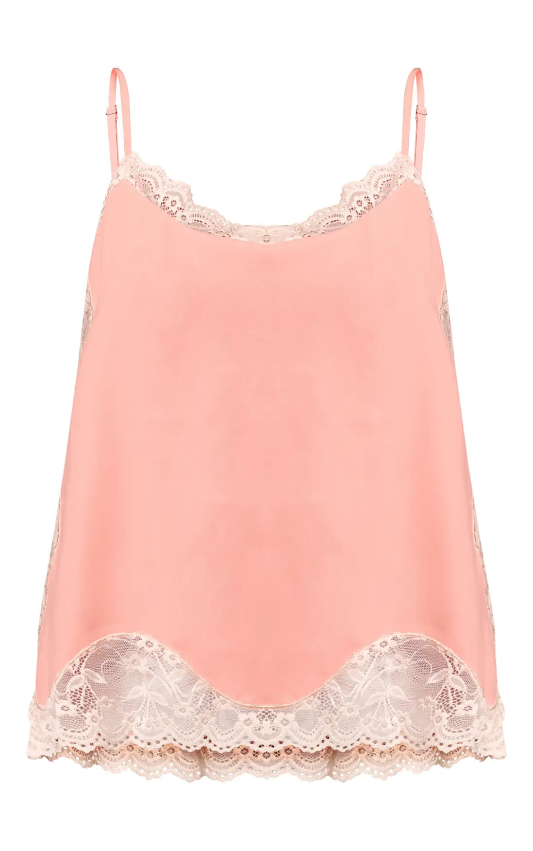 Cream Woven Lace Trim Detail Strappy Cami Top | PrettyLittleThing US