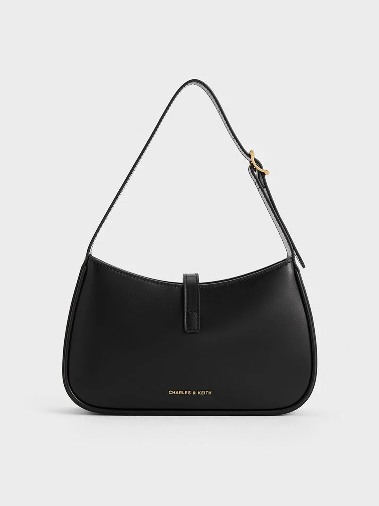 Cesia Metallic Accent Shoulder Bag
    
         - Black | Charles & Keith US