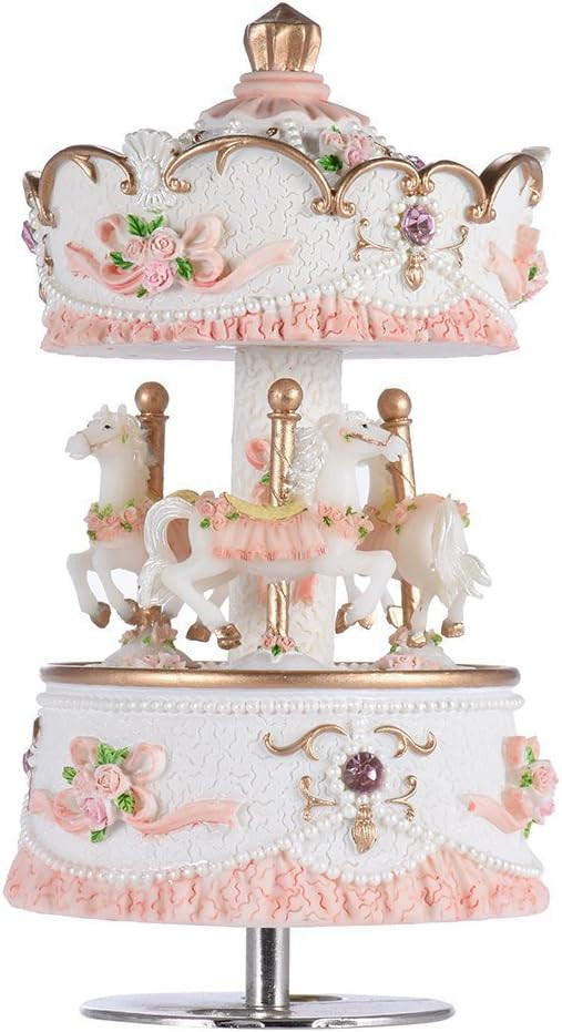 Musfunny Carousel Music Boxes for Girls, 3-Horse Rotating Windup Color Change LED Lights Melody C... | Amazon (UK)