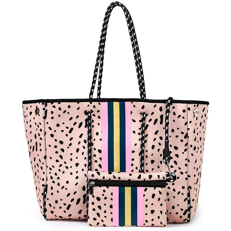 Fugua Women Neoprene Tote Bag Beach Bag Large Handbags with Zipper Pocket | Walmart (US)