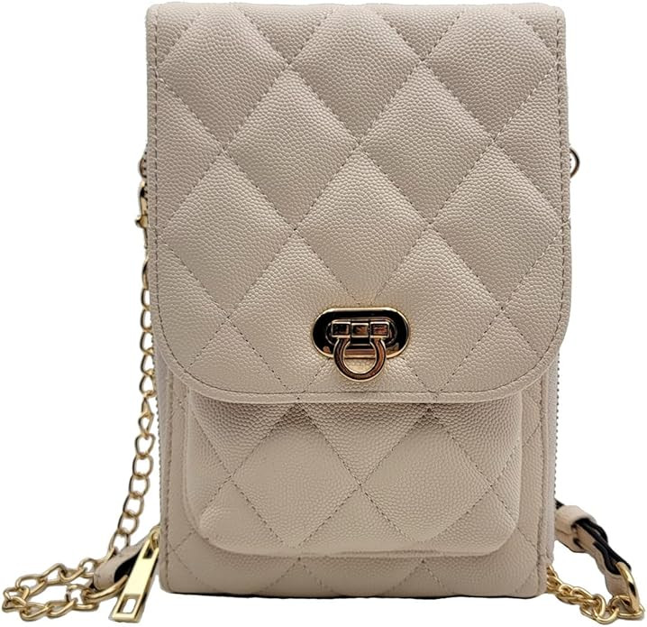 Phone Crossbody Bags for Women Small Vegan Leather Mini Shoulder Wallet Card Quilted Purse | Amazon (US)