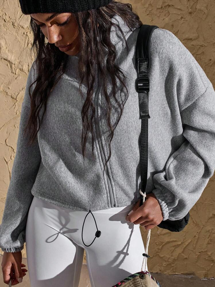 VARSITIE Hhoodie Igh Collar Long Sleeves Loose Hem Cuffs Women Sports Sweatshirts | SHEIN