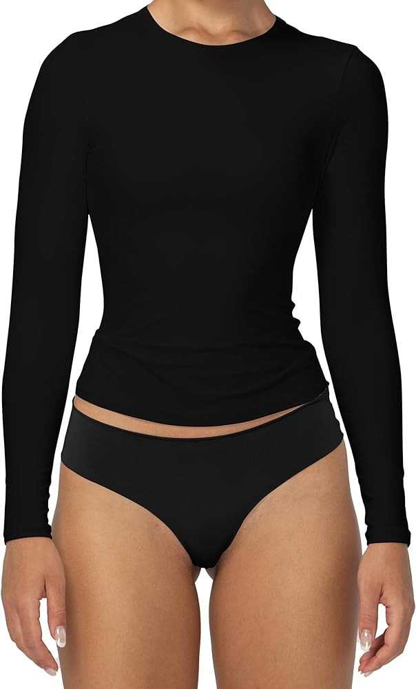 Sunzel Long Sleeve T Shirts for Women with Crew Neck, Double Lined Tops Slim Fit Basic Tee, Casua... | Amazon (US)