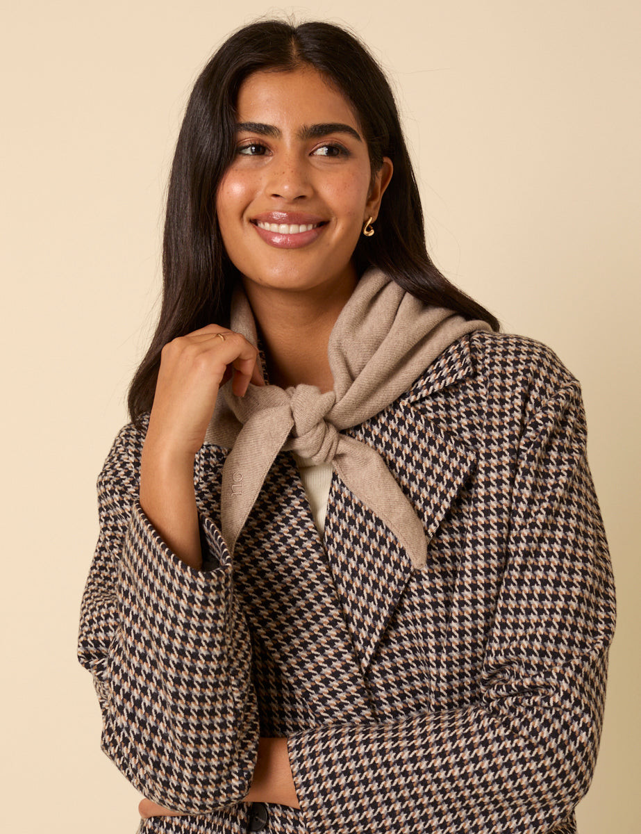 Beige Wool-blend Triangle Scarf | Nobody's Child