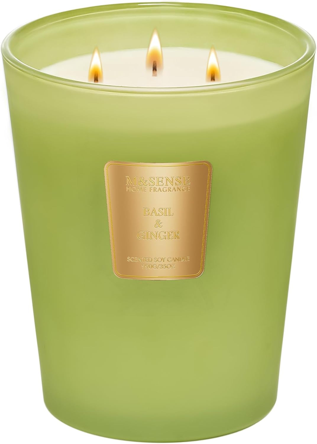 M&SENSE Basil Ginger Scented Candle Home Decor, Extra Large 3 Wick Natural Soy Wax Candles for Ho... | Amazon (US)