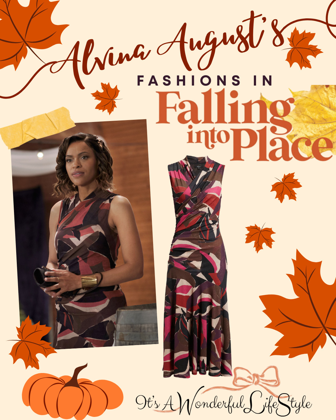 🍂 Fall fashion is falling perfectly into place! Loving Alvina August’s gorgeous look in Hallmark’s new fall movie, "Falling into Place!" 

 