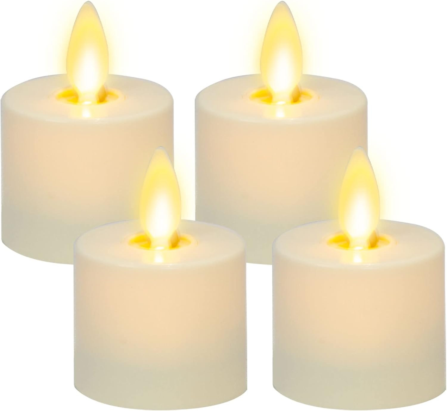 Luminara Flickering Flameless Pearl Ivory Tealights - Warm LED Light Flame Votives - Battery Operated Decor for Dining Room Table Centerpieces, Fireplace Mantel, Dinner Party, Reception - Set of 4 | Amazon (US)