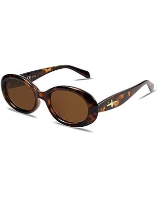 Zeelool Retro Oval Sunglasses for Women Polarized UV400 Protection 90s Sunglasses Vintage Shades | Amazon (US)