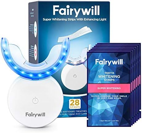 Fairywill Teeth Whitening Strips with Light, 28 Pcs Express White Strips with Light, Rechargeable... | Amazon (US)