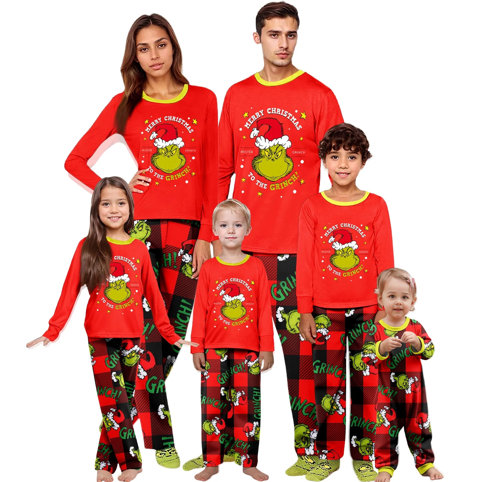 FlareFable Griincch Matching Family Christmas Pajamas, Funny Grinchy Cartoon Pajamas for Family H... | Walmart (US)